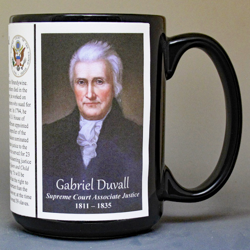 Gabriel Duvall, US Supreme Court Justice biographical history mug. 