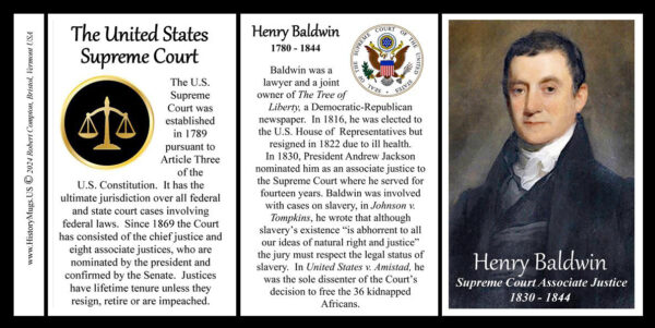 Henry Baldwin, US Supreme Court Associate Justice biographical history mug tri-panel.
