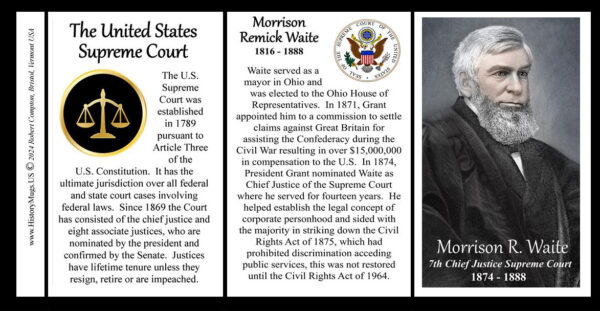 Morrison R. Waite, 7th Chief Justice of the US Supreme Court biographical history mug tri-panel.