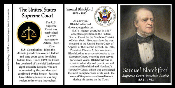 Samuel M. Blatchford, US Supreme Court Associate Justice biographical history mug tri-panel.