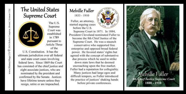 Melville Fuller, Chief Justice of the US Supreme Court biographical history mug tri-panel.