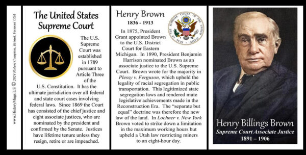 Henry Billings Brown, US Supreme Court Associate Justice biographical history mug tri-panel.