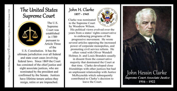 John Hessin Clarke, Chief Justice of the US Supreme Court biographical history mug tri-panel.