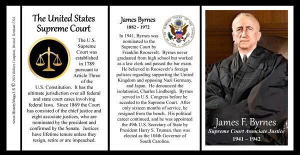 James Francis Byrnes, US Supreme Court Associate Justice biographical history mug tri-panel.
