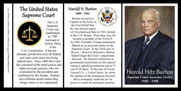 Harold Burton, US Supreme Court Associate Justice biographical history mug tri-panel.