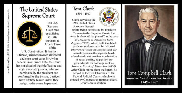 Tom Clark, US Supreme Court Associate Justice biographical history mug tri-panel.