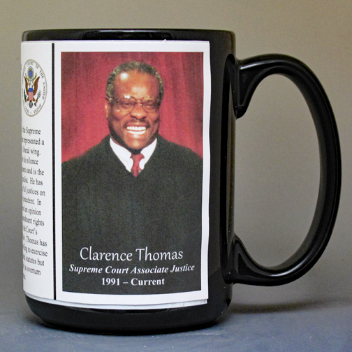 Clarence Thomas, US Supreme Court Justice biographical history mug. 