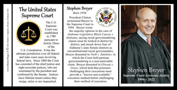 Stephen Breyer, US Supreme Court Associate Justice biographical history mug tri-panel.