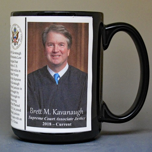 Brett Kavanaugh, US Supreme Court Justice biographical history mug. 