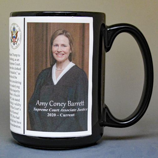 Amy Coney Barrett, US Supreme Court Justice biographical history mug. 