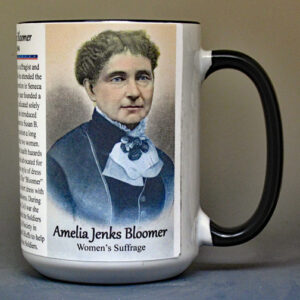 Amelia Jenks Bloomer, suffragist biographical history mug.
