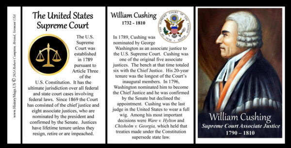 William Cushing, US Supreme Court Associate Justice biographical history mug tri-panel.