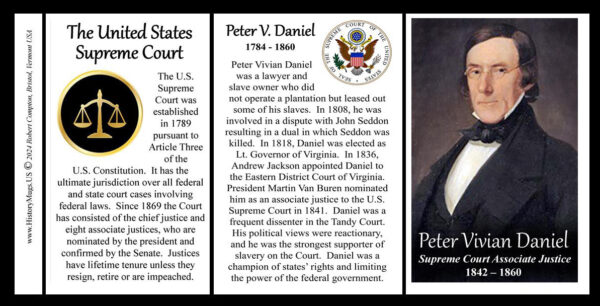 Peter V. Daniel, US Supreme Court Associate Justice biographical history mug tri-panel.