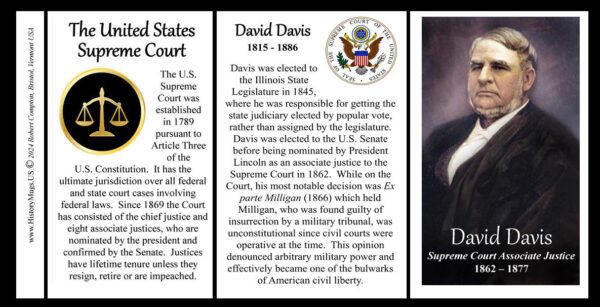David Davis, US Supreme Court Associate Justice biographical history mug tri-panel.