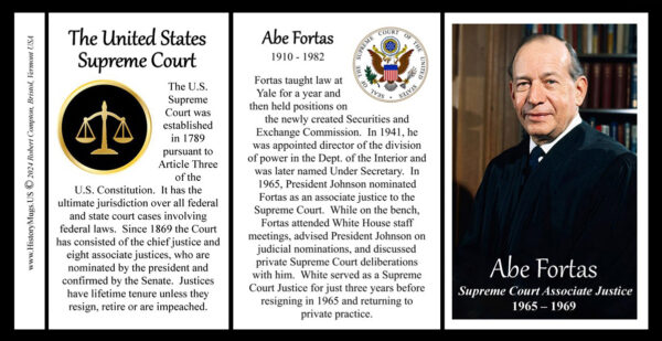 Abe Fortas, US Supreme Court Associate Justice biographical history mug tri-panel.