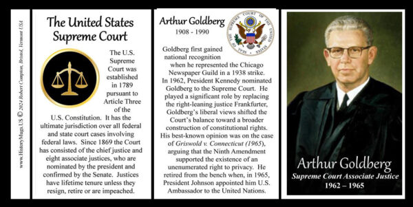Arthur Goldberg, US Supreme Court Associate Justice biographical history mug tri-panel.