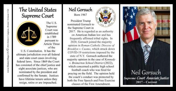 Neil Gorsuch, US Supreme Court Associate Justice biographical history mug tri-panel.