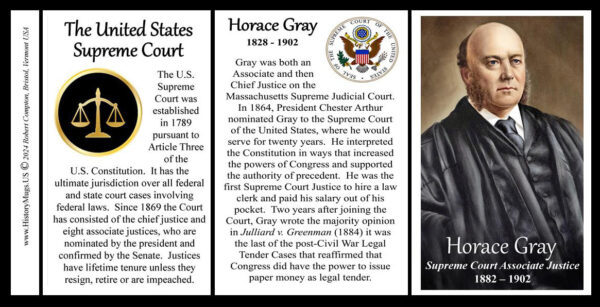 Horace Gray, US Supreme Court Associate Justice biographical history mug tri-panel.