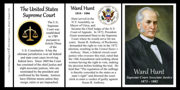 Ward Hunt, US Supreme Court Associate Justice biographical history mug tri-panel.