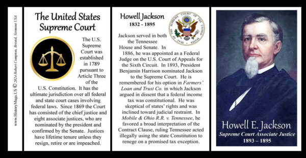 Howell Edmunds Jackson, US Supreme Court Associate Justice biographical history mug tri-panel.