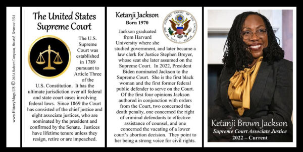 Ketanji Brown Jackson, US Supreme Court Associate Justice biographical history mug tri-panel.