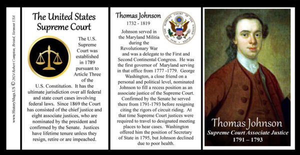 Thomas Johnson, US Supreme Court Associate Justice biographical history mug tri-panel.