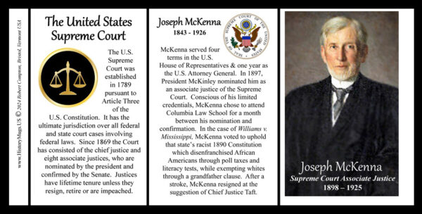 Joseph McKenna, US Supreme Court Associate Justice biographical history mug tri-panel.