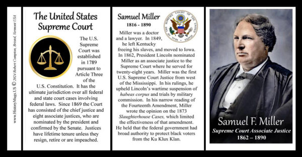 Samuel Freeman Miller, US Supreme Court Associate Justice biographical history mug tri-panel.