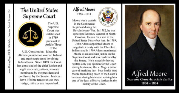 Alfred Moore, US Supreme Court Associate Justice biographical history mug tri-panel.