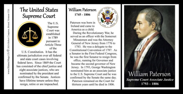 William Paterson, US Supreme Court Associate Justice biographical history mug tri-panel.