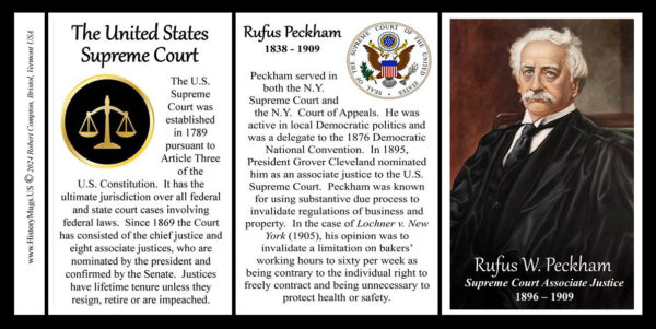 Rufus W. Peckham, US Supreme Court Associate Justice biographical history mug tri-panel.