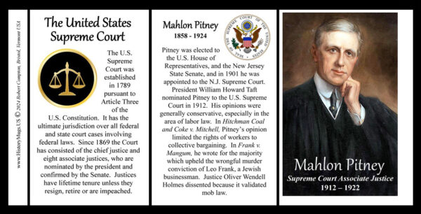 Mahlon Pitney, US Supreme Court Associate Justice biographical history mug tri-panel.