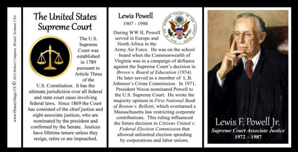 Lewis Franklin Powell Jr., US Supreme Court Associate Justice biographical history mug tri-panel.