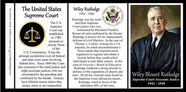Wiley Rutledge, US Supreme Court Associate Justice biographical history mug tri-panel.