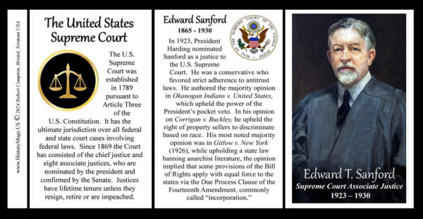 Edward Terry Sanford, US Supreme Court Associate Justice biographical history mug tri-panel.