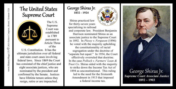 George Shiras Jr, US Supreme Court Associate Justice biographical history mug tri-panel.