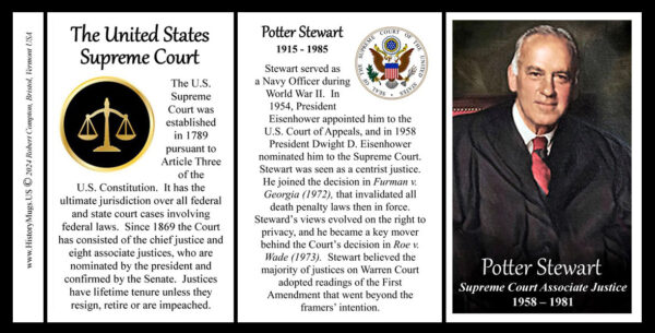 Potter Stewart, US Supreme Court Associate Justice biographical history mug tri-panel.