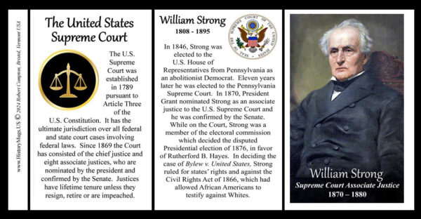 William Strong, US Supreme Court Associate Justice biographical history mug tri-panel.