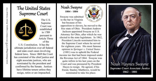 Noah Haynes Swayne, US Supreme Court Associate Justice biographical history mug tri-panel.