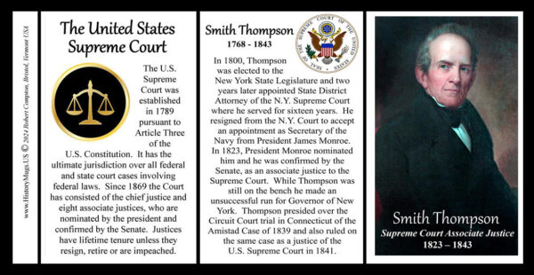Smith Thompson, US Supreme Court Associate Justice biographical history mug tri-panel.