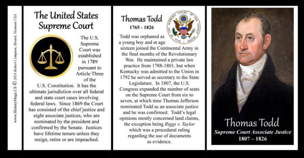 Thomas Todd, US Supreme Court Associate Justice biographical history mug tri-panel.