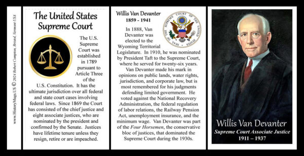 Willis Van Devanter, US Supreme Court Associate Justice biographical history mug tri-panel.