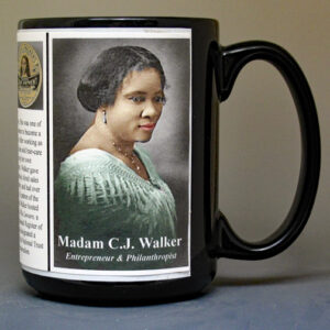 Madam C.J. Walker, Entrepreneur, Villa Lewaro biographical history mug.