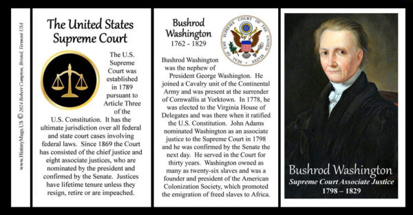 Bushrod Washington, US Supreme Court Associate Justice biographical history mug tri-panel.