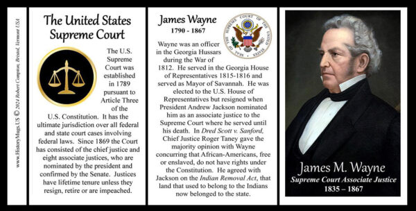 James Moore Wayne, US Supreme Court Associate Justice biographical history mug tri-panel.