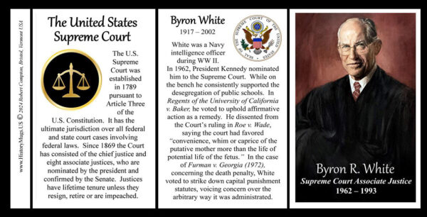 Byron R. White, US Supreme Court Associate Justice biographical history mug tri-panel.