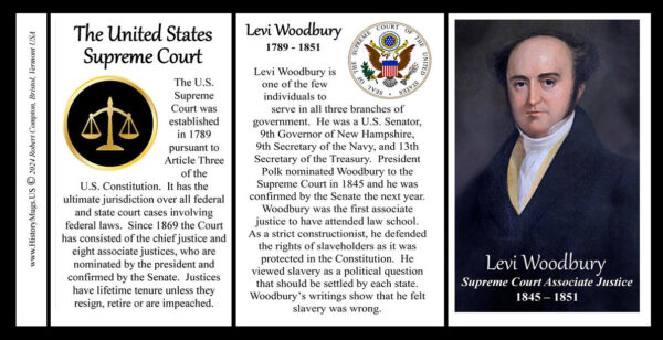 Levi Woodbury, US Supreme Court Associate Justice biographical history mug tri-panel.