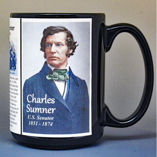 Charles Sumner, US Senator biographical history mug. 