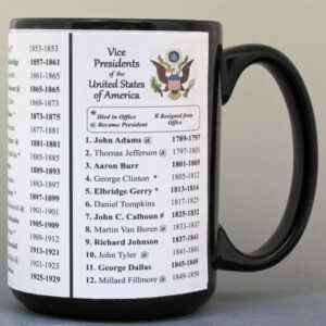 All of the US Vice Presidents' History Mug, includes a list of all of the U.S. Vice Presidents and the years they served, history mug.